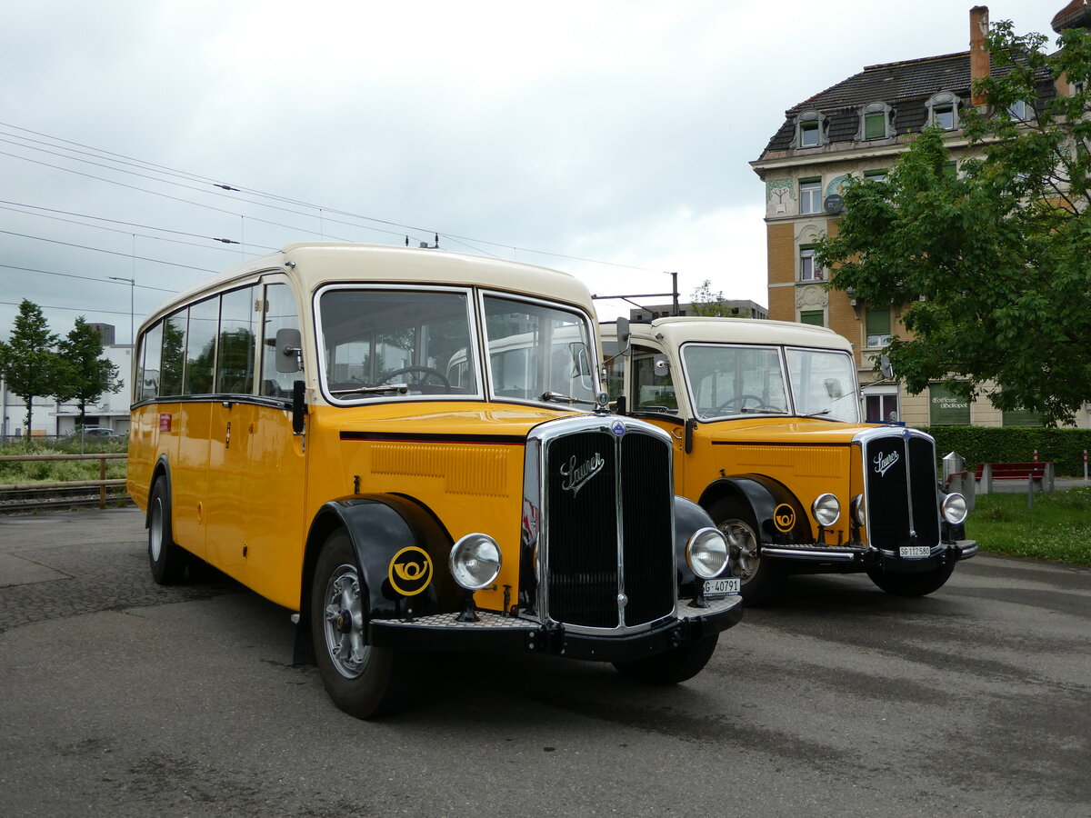 (235'762) - Baumgartner, Horn - SG 40'791 - Saurer/Saurer (ex Oldi-Reisen, Matzingen) am 21. Mai 2022 beim Bahnhof Arbon