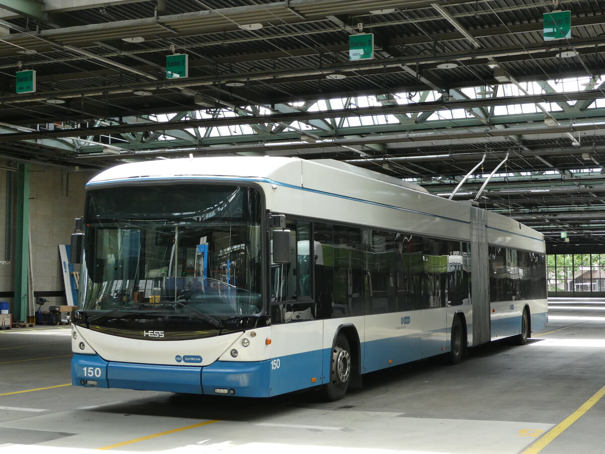 (236'403) - VBZ Zrich - Nr. 150 - Hess/Hess Gelenktrolleybus am 28. Mai 2022 in Zrich, Garage Hardau