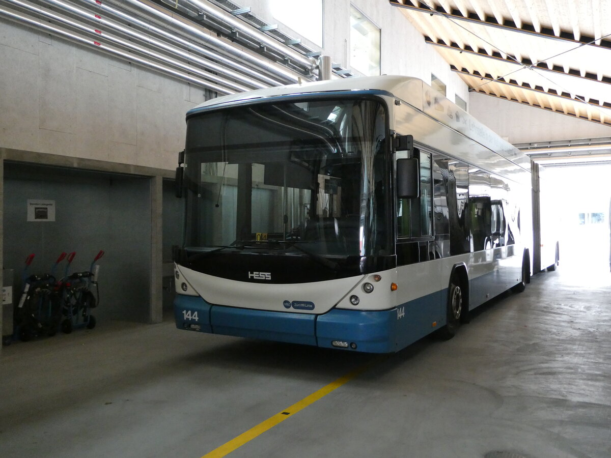 (236'430) - VBZ Zrich - Nr. 144 - Hess/Hess Gelenktrolleybus am 28. Mai 2022 in Zrich, Garage Hardau