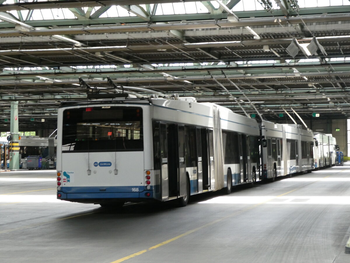 (236'434) - VBZ Zrich - Nr. 168 - Hess/Hess Gelenktrolleybus am 28. Mai 2022 in Zrich, Garage Hardau