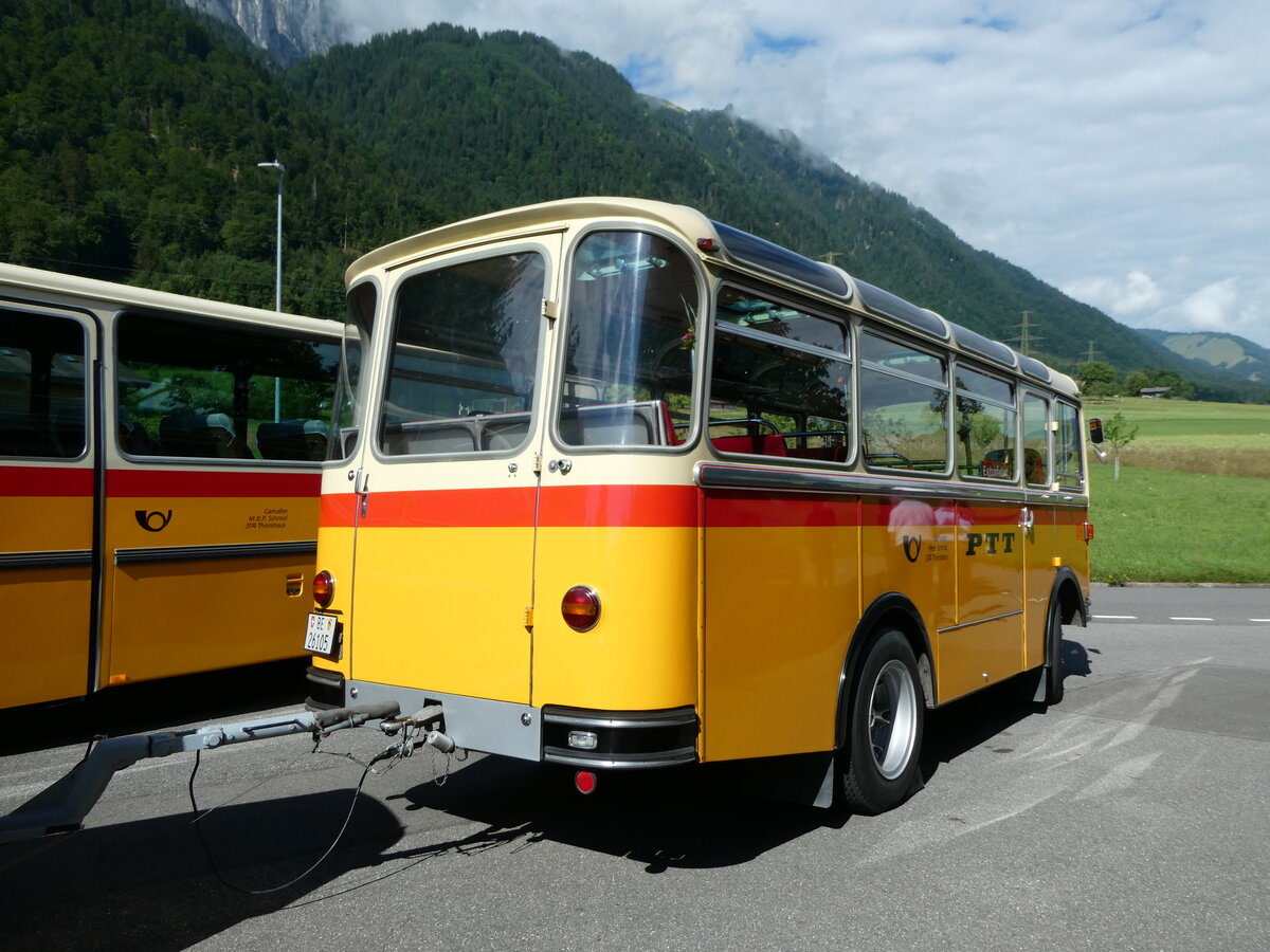 (237'550) - Schmid, Thrishaus - Nr. 9/BE 26'105 - Saurer/R&J (ex Geiger, Adelboden Nr. 9) am 26. Juni 2022 in Niederstocken, Gasthof zum Stockhorn