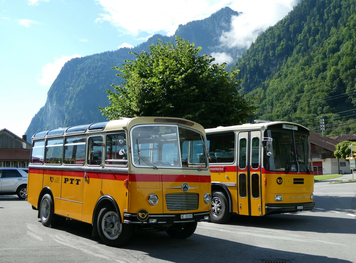 (237'552) - Schmid, Thrishaus - Nr. 9/BE 26'105 - Saurer/R&J (ex Geiger, Adelboden Nr. 9) am 26. Juni 2022 in Niederstocken, Gasthof zum Stockhorn