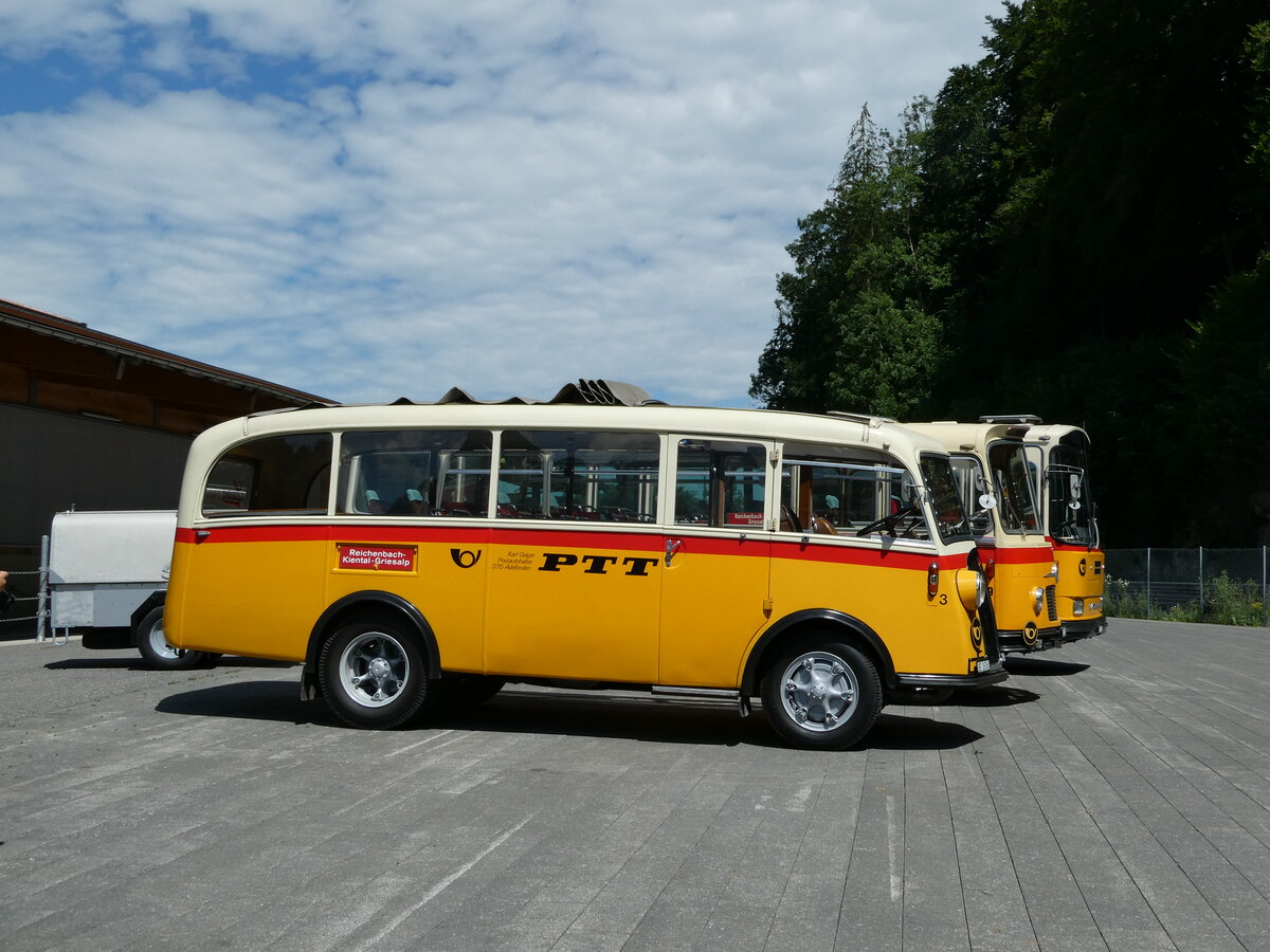 (237'601) - Schmid, Th�rishaus - Nr. 3/BE 26'760 - Saurer/Gangloff (ex Geiger, Adelboden Nr. 3) am 26. Juni 2022 in M�lenen, Kanderarena