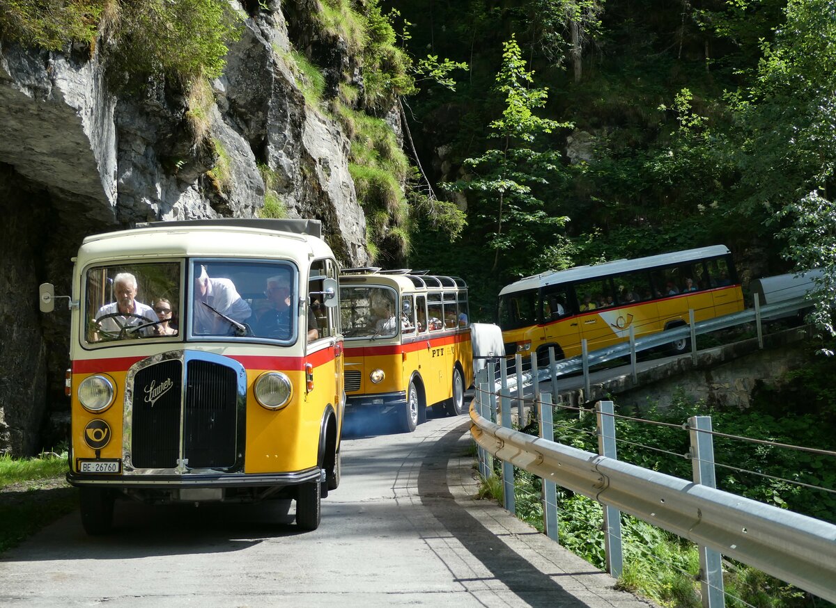 (237'695) - Schmid, Thrishaus - Nr. 3/BE 26'760 - Saurer/Gangloff (ex Geiger, Adelboden Nr. 3) am 26. Juni 2022 in Kiental, Tschingel