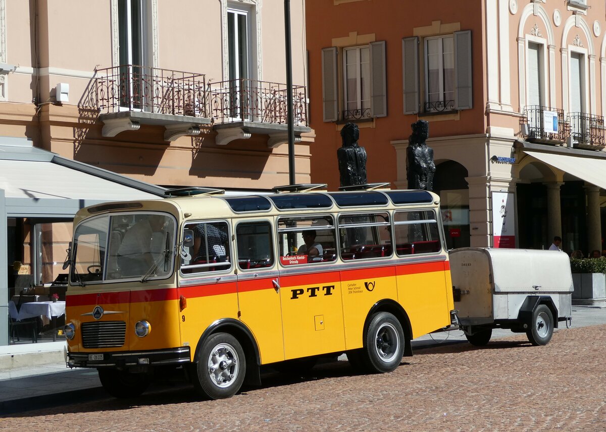 (237'947) - Schmid, Th�rishaus - Nr. 9/BE 26'105 - Saurer/R&J (ex Geiger, Adelboden Nr. 9) am 10. Juli 2022 beim Bahnhof Bellinzona