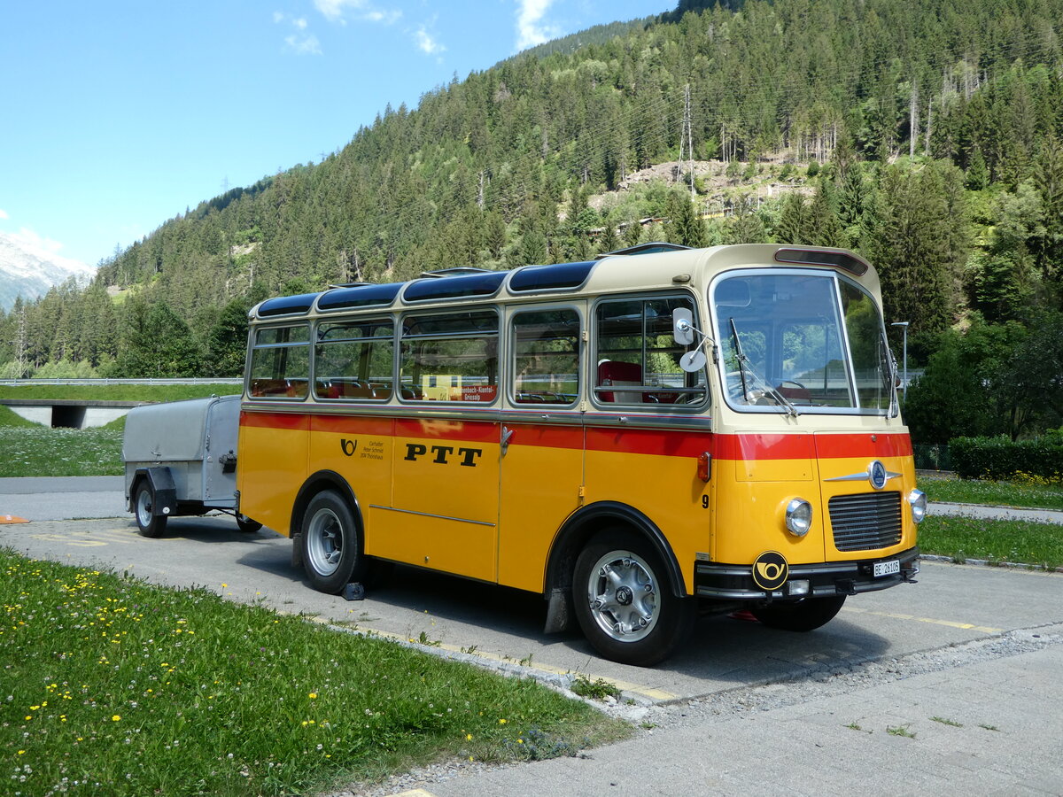 (237'953) - Schmid, Th�rishaus - Nr. 9/BE 26'105 - Saurer/R&J (ex Geiger, Adelboden Nr. 9) am 10. Juli 2022 in Piotta, Hotel Motel Gottardo Sud
