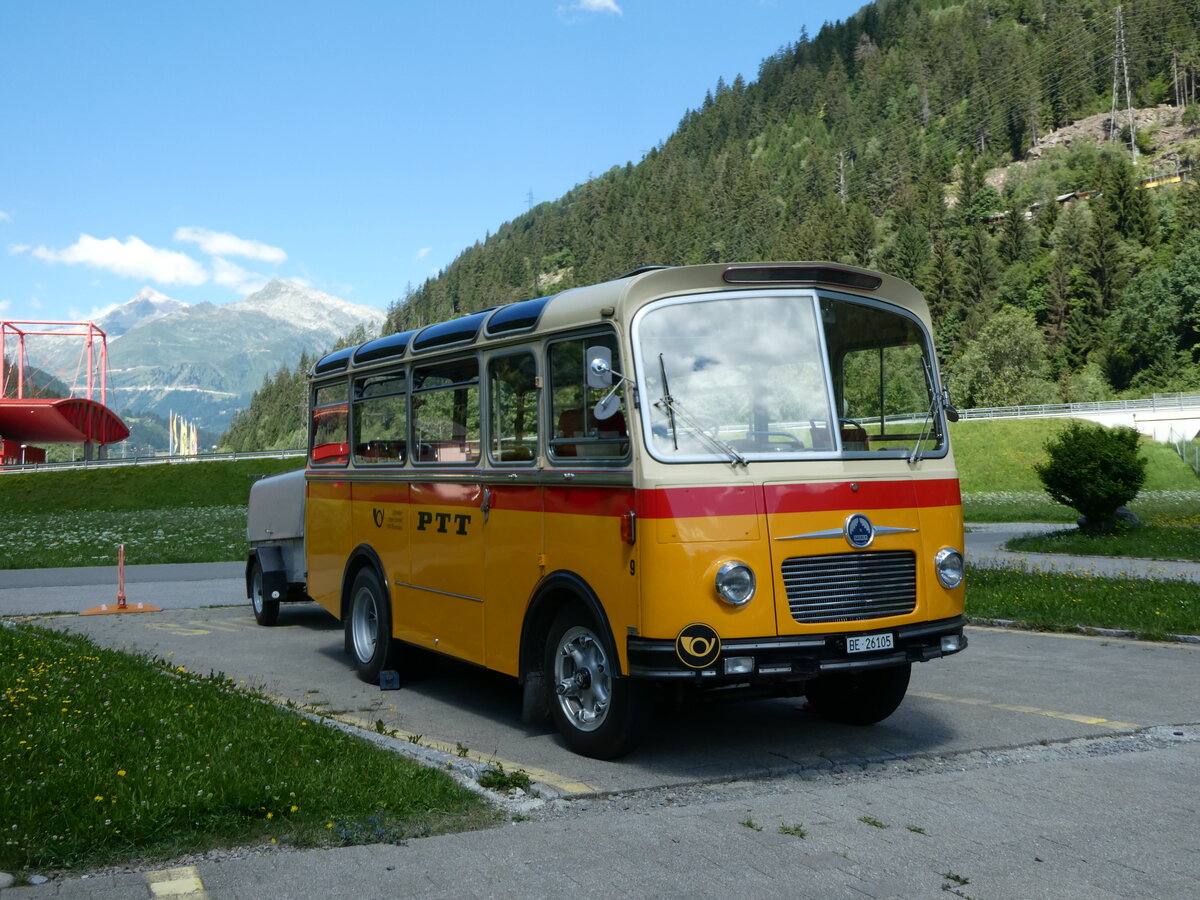 (237'954) - Schmid, Th�rishaus - Nr. 9/BE 26'105 - Saurer/R&J (ex Geiger, Adelboden Nr. 9) am 10. Juli 2022 in Piotta, Hotel Motel Gottardo Sud