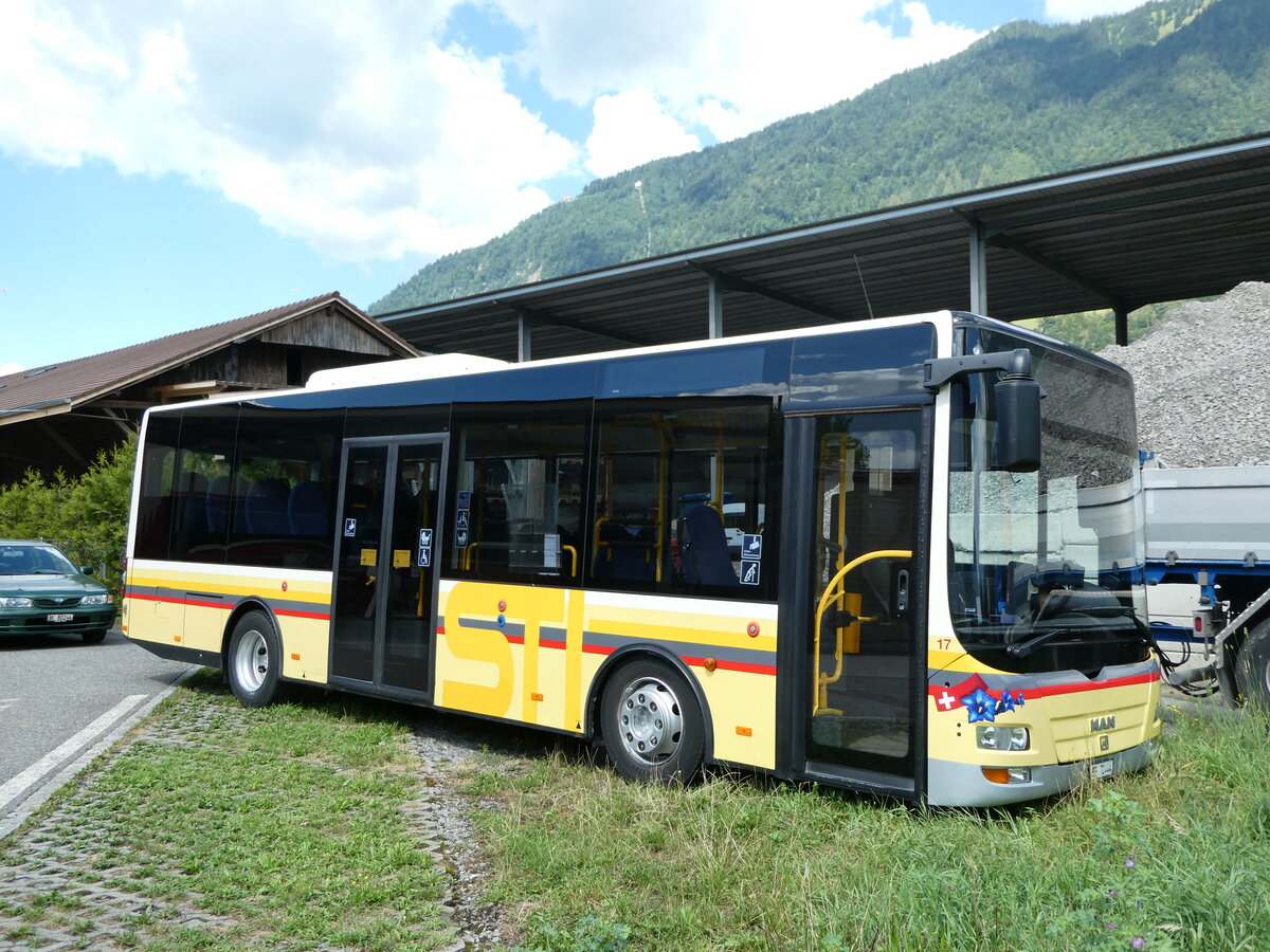 (238'585) - Grindelwaldbus, Grindelwald - Nr. 17/BE 72'444 - MAN/G�ppel (ex STI Thun Nr. 133) am 30. Juli 2022 in Interlaken, Garage