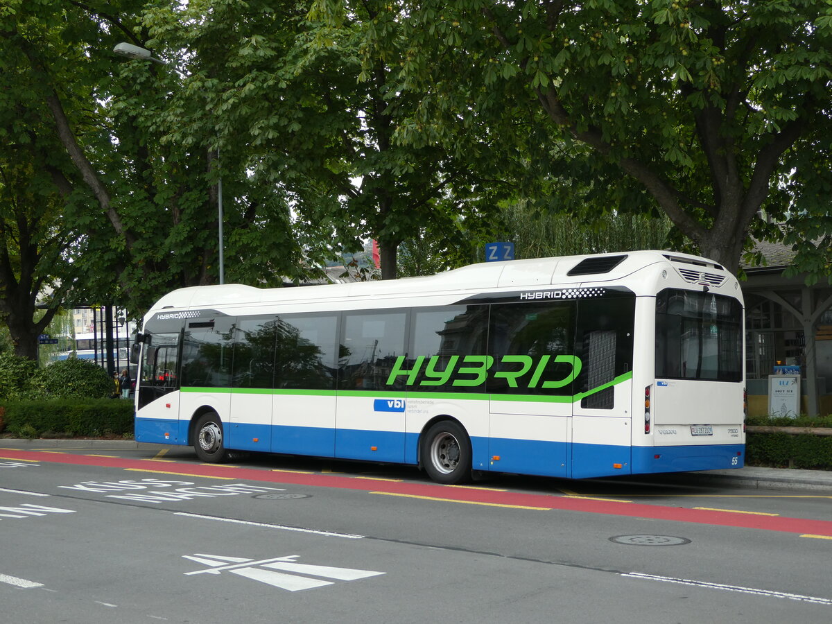 (238'884) - VBL Luzern - Nr. 55/LU 287'202 - Volvo am 7. August 2022 beim Bahnhof Luzern