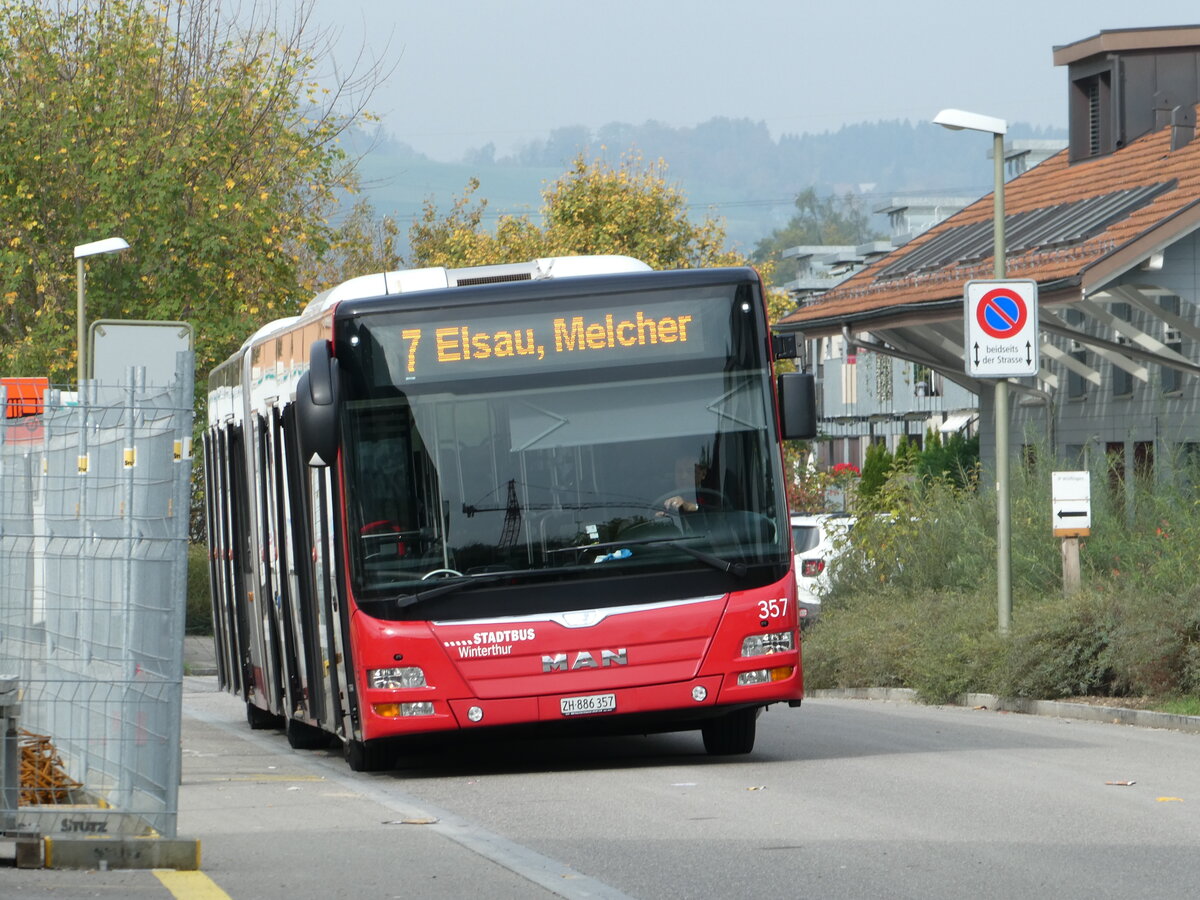 (241'626) - SW Winterthur - Nr. 357/ZH 886'357 - MAN am 20. Oktober 2022 beim Bahnhof Winterthur, Wlflingen