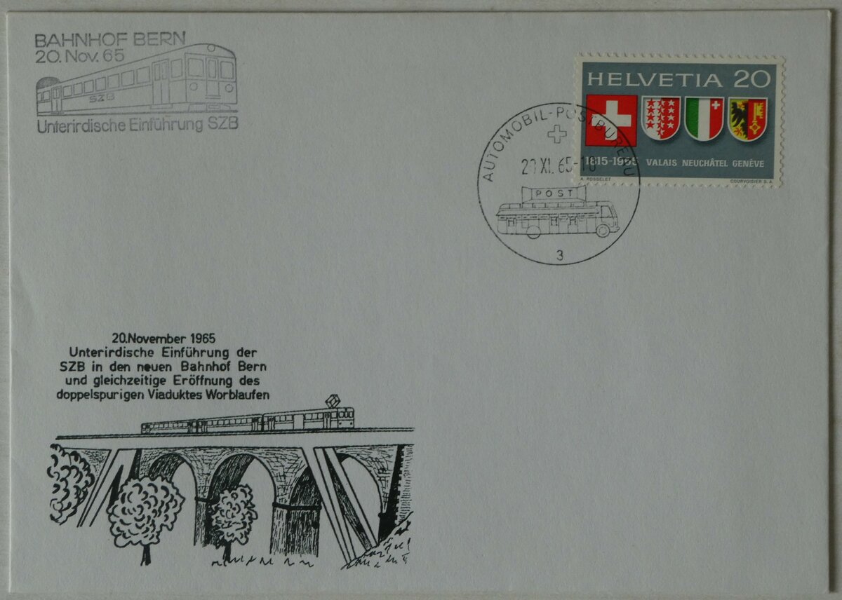 (242'096) - PTT-Briefumschlag vom 20. November 1965 am 4. November 2022 in Thun