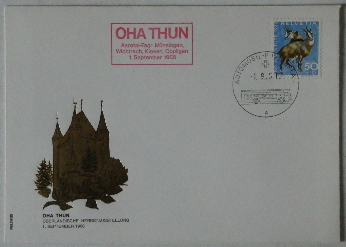 (242'250) - PTT-Briefumschlag vom 1. September 1968 am 7. November 2022 in Thun