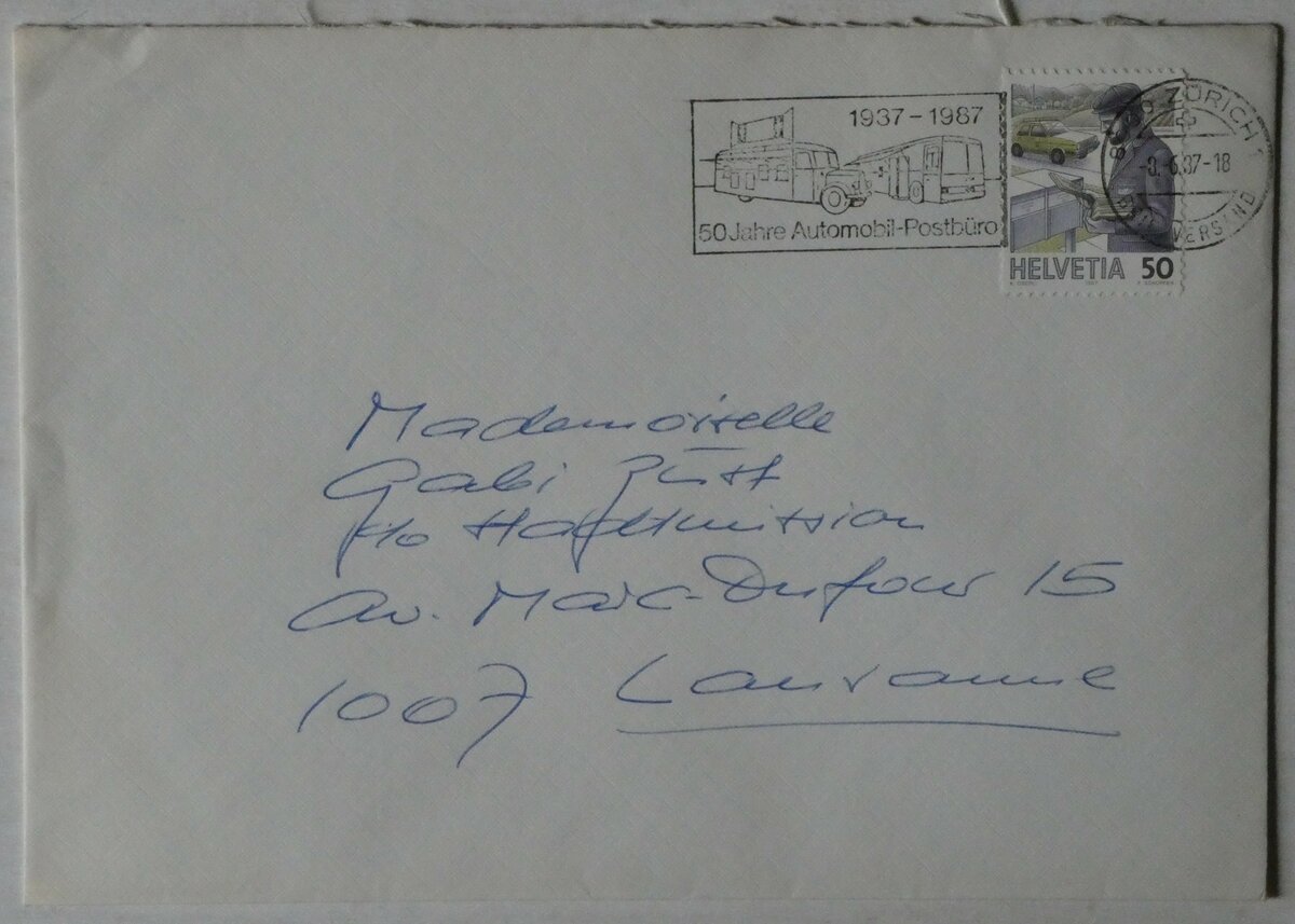 (242'684) - Briefumschlag vom 8. Juni 1987 am 14. November 2022 in Thun