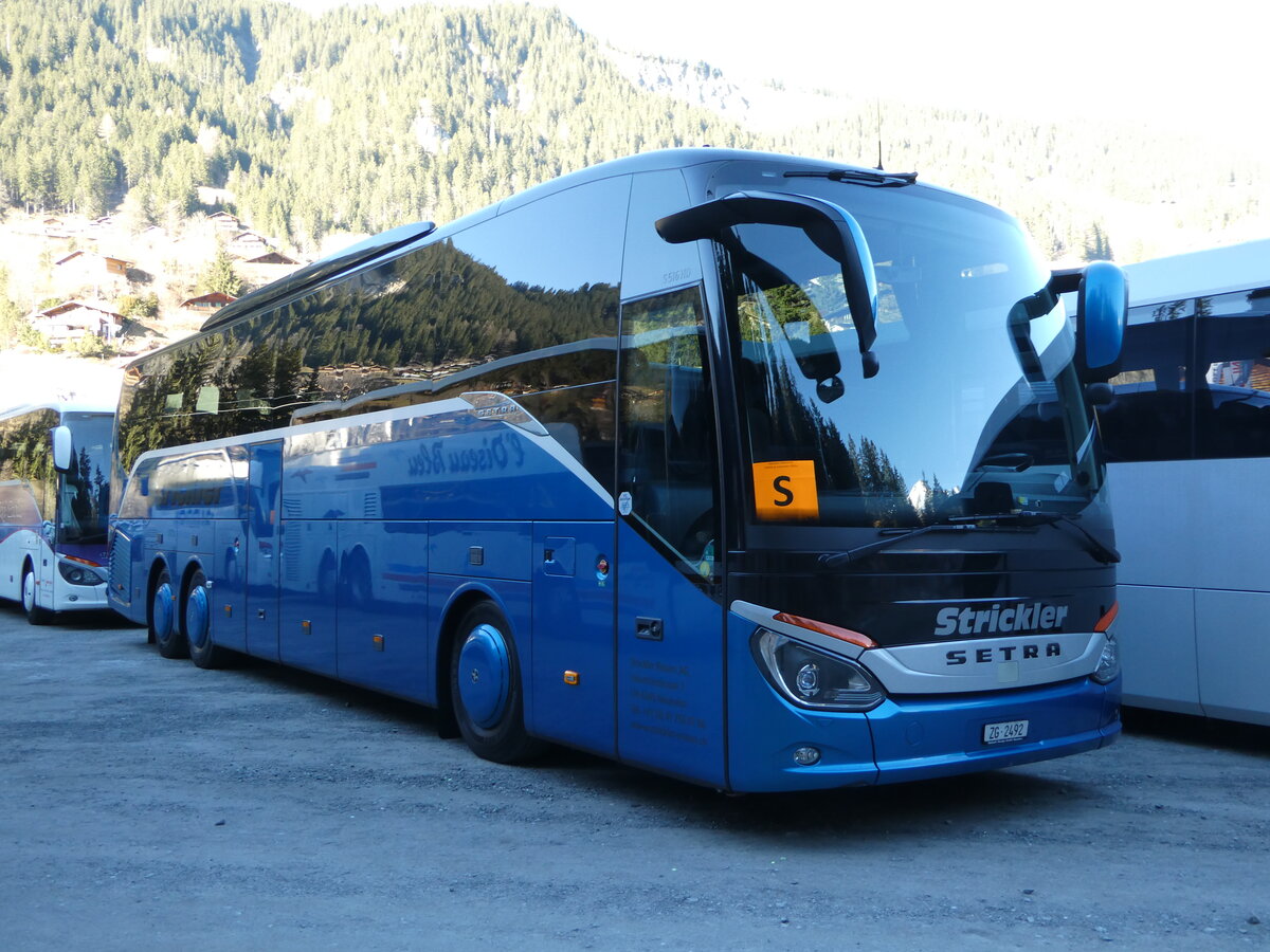 (244'797) - Strickler, Neuheim - ZG 2492 - Setra am 7. Januar 2023 in Adelboden, ASB