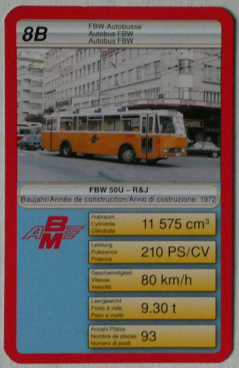 (245'089) - Quartett-Spielkarte mit ABM Meinisberg Nr. 3 am 16. Januar 2023 in Thun