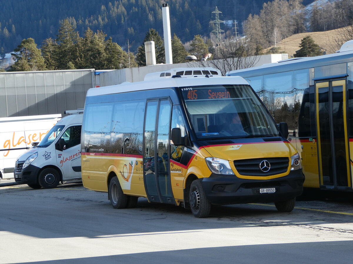 (245'147) - PostAuto Graub�nden - Nr. 42/GR 89'550/PID 11'015 - Mercedes (ex Nr. 12) am 18. Januar 2023 beim Bahnhof Ilanz