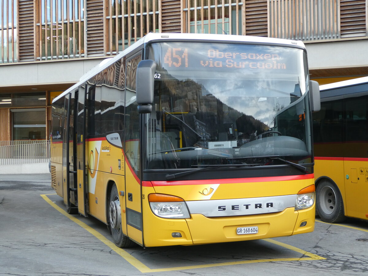 (245'173) - PostAuto Graubnden - Nr. 26/GR 168'604/PID 4362 - Setra (ex Terretaz, Zernez; ex Gessinger, Bad Ragaz) am 18. Januar 2023 beim Bahnhof Ilanz