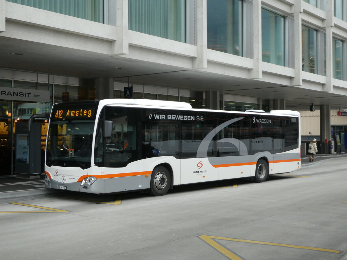 (245'410) - AAGU Altdorf - Nr. 22/UR 9142 - Mercedes am 25. Januar 2023 beim Bahnhof Altdorf