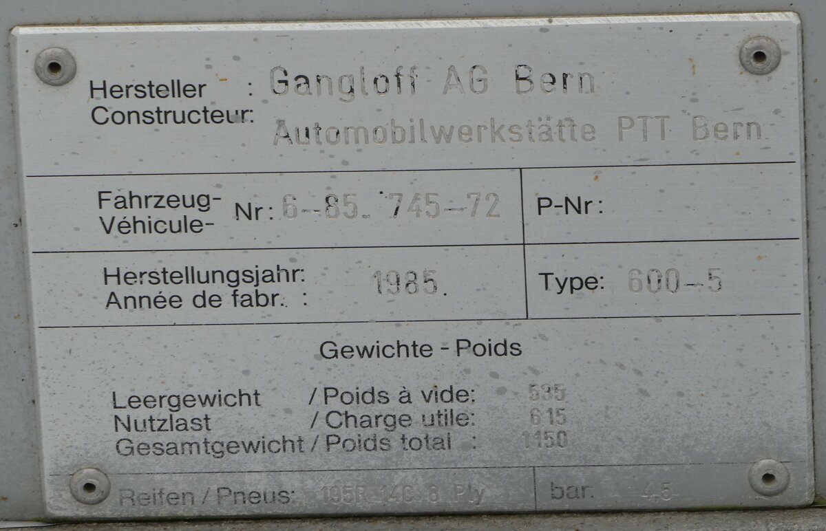 (245'656) - Typenschild - CarPostal Ouest - am 2. Februar 2023 in La Br�vine, Post