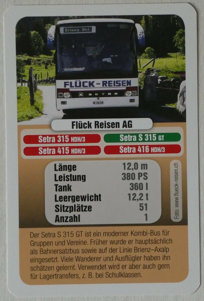 (246'071) - Quartett-Spielkarte mit Setra S 315 GT am 12. Februar 2023 in Thun