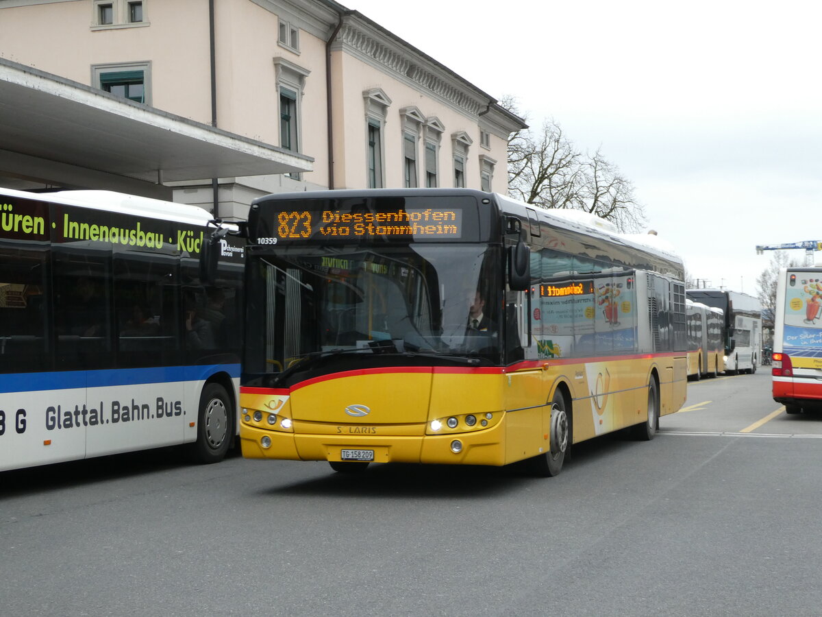 (246'602) - PostAuto Ostschweiz - TG 158'209/PID 10'359 - Solaris (ex Schmidt, Oberb�ren; ex CarPostal Ouest) am 25. Februar 2023 beim Bahnhof Frauenfeld
