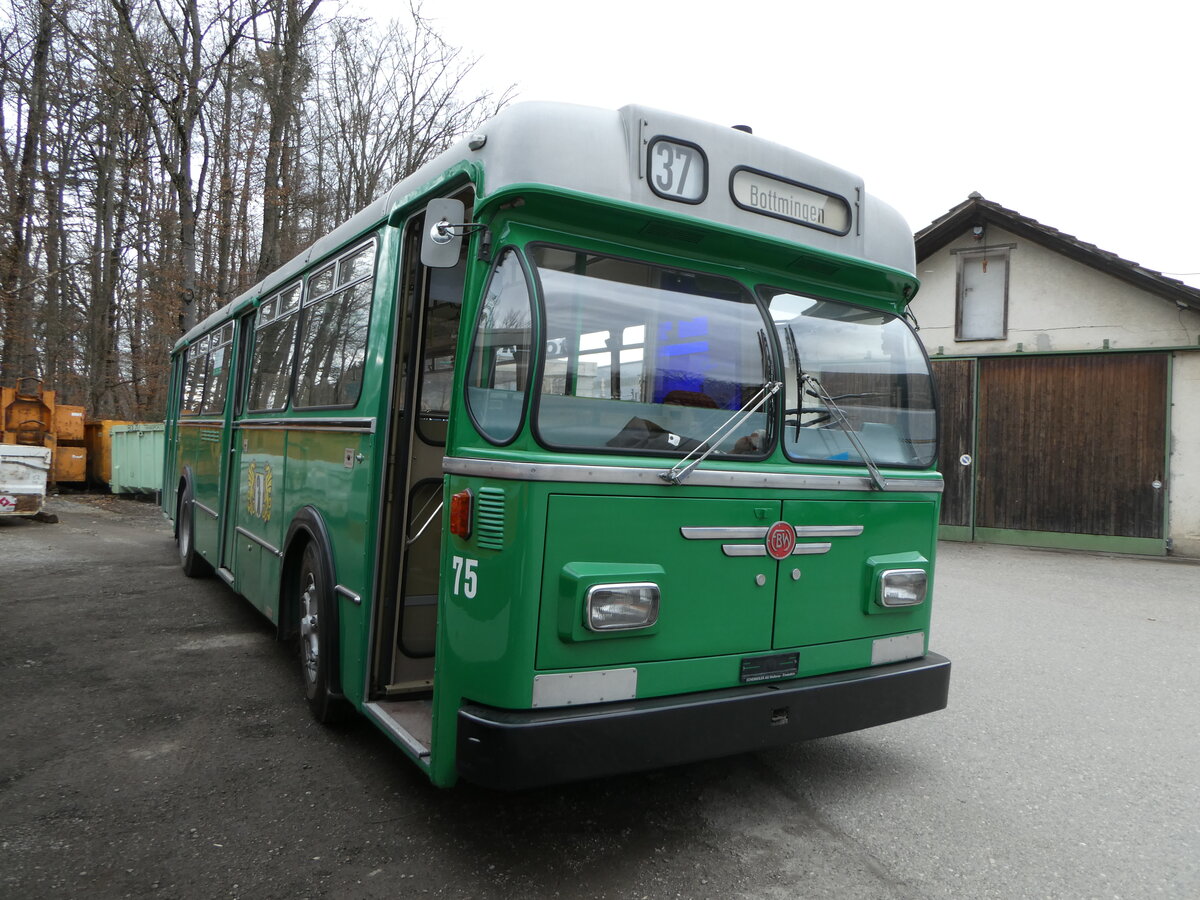 (246'690) - BVB Basel (RWB) - Nr. 75 - FBW/FHS am 26. Februar 2023 in Oberburg, Ziegelgut