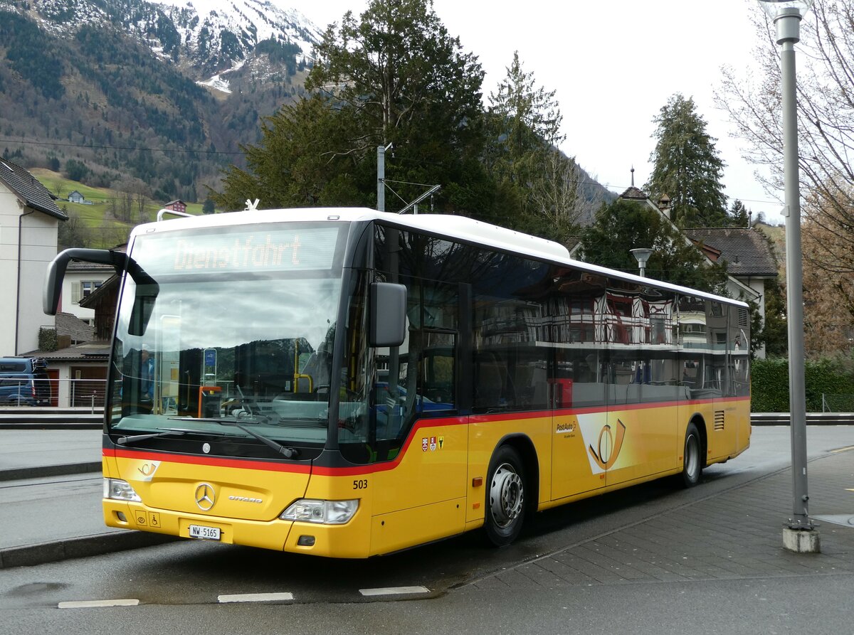 (247'067) - PostAuto Zentralschweiz - Nr. 503/NW 5165/PID 5266 - Mercedes (ex Nr. 53; ex Nr. 32; ex Thepra, Stans Nr. 32) am 10. März 2023 beim Bahnhof Stans