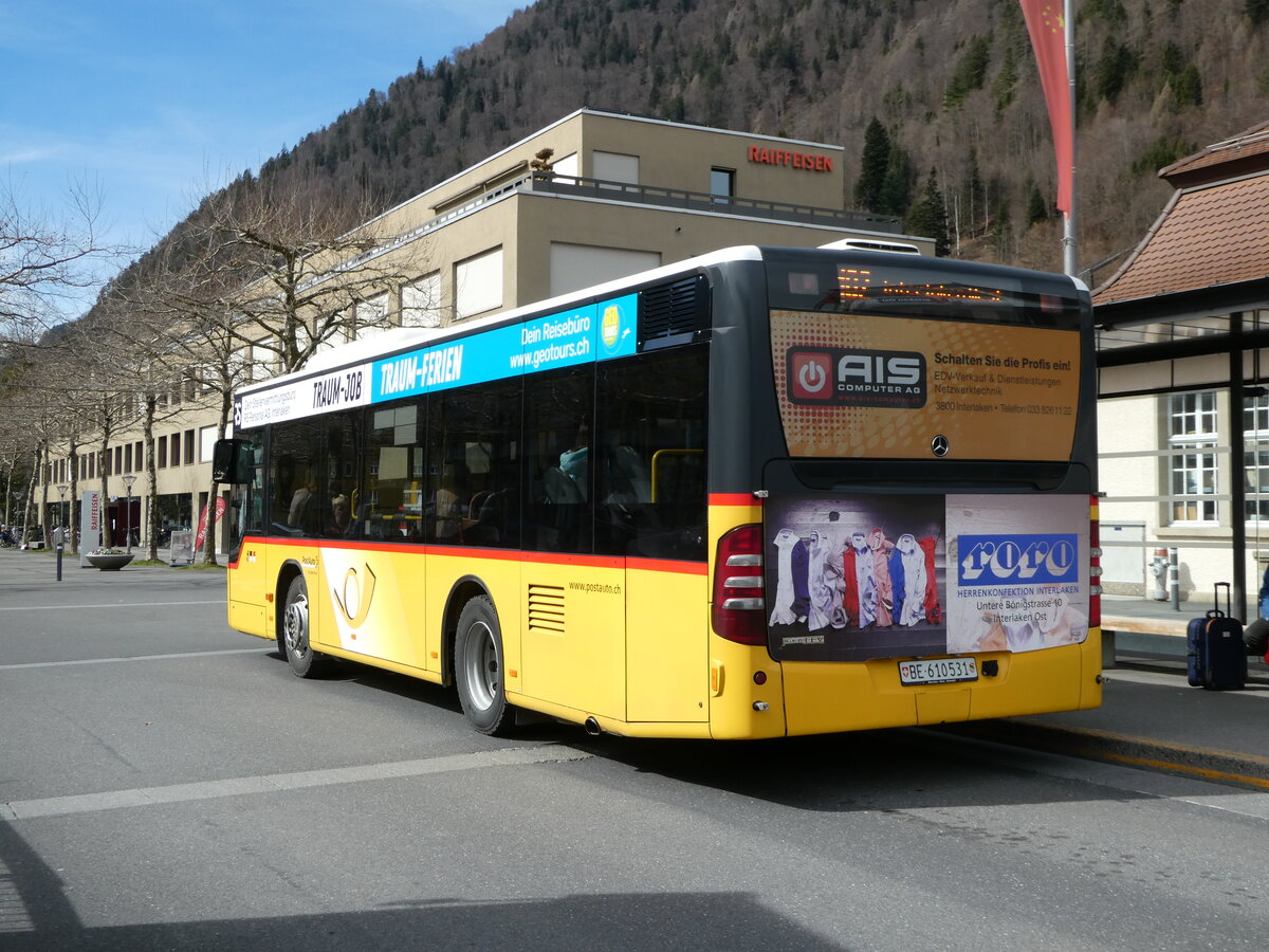 (247'193) - PostAuto Bern - BE 610'531/PID 5150 - Mercedes am 13. M�rz 2023 beim Bahnhof Interlaken Ost