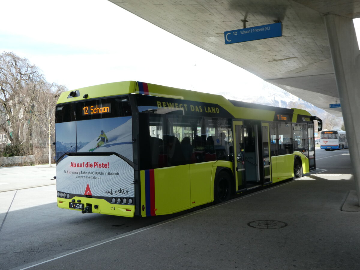 (247'311) - Aus Liechtenstein: BOS PS Anstalt, Vaduz - Nr. 519/FL 40'204 - Solaris am 17. M�rz 2023 beim Bahnhof Buchs