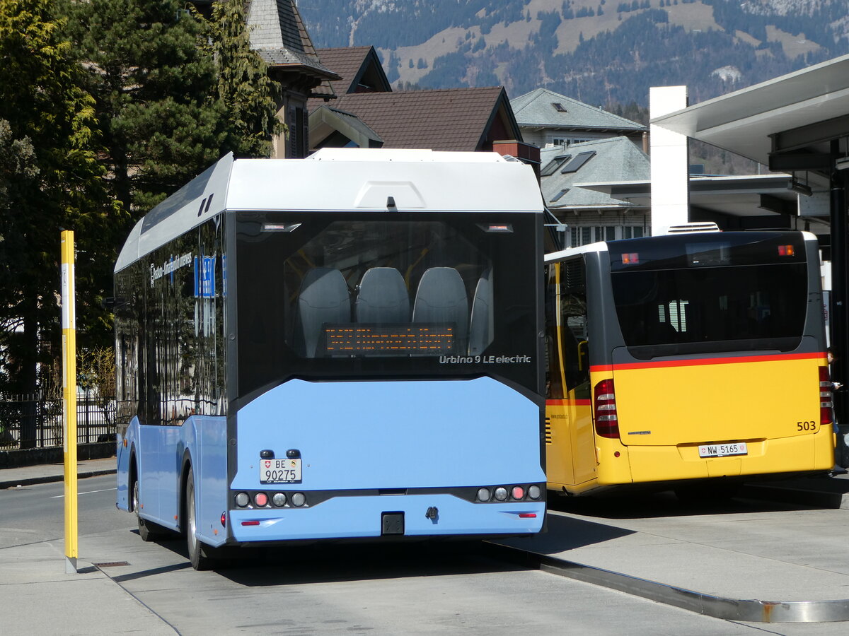 (247'420) - PostAuto Bern - BE 90'275/PID 11'795 - Solaris (ex BE 610'546) am 18. M�rz 2023 beim Bahnhof Sarnen
