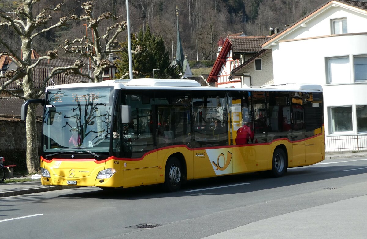 (247'438) - PostAuto Zentralschweiz - Nr. 508/NW 5150/PID 10'806 - Mercedes (ex Nr. 58; ex Nr. 14; ex Thepra, Stans Nr. 14) am 18. M�rz 2023 beim Bahnhof Sarnen 