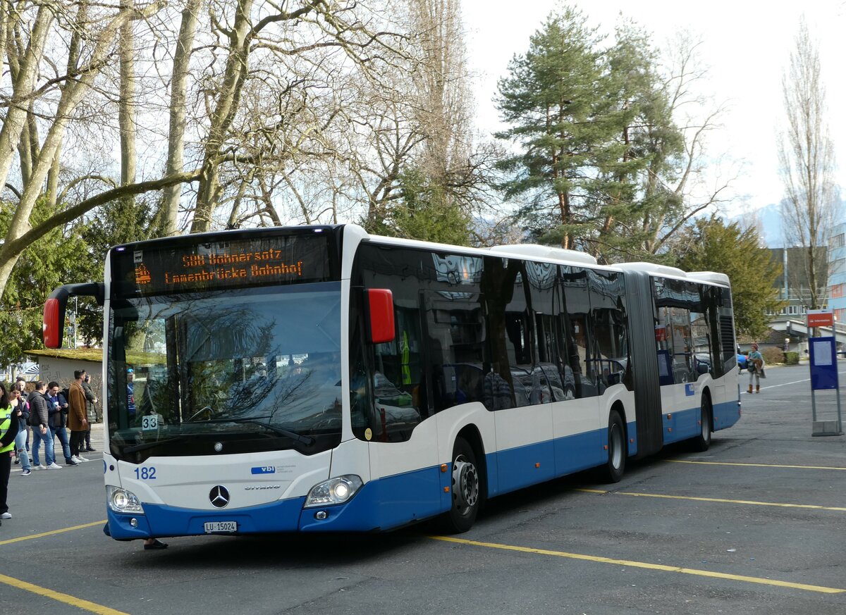 (247'445) - VBL Luzern - Nr. 182/LU 15'024 - Mercedes am 18. M�rz 2023 in Luzern Inseli-P