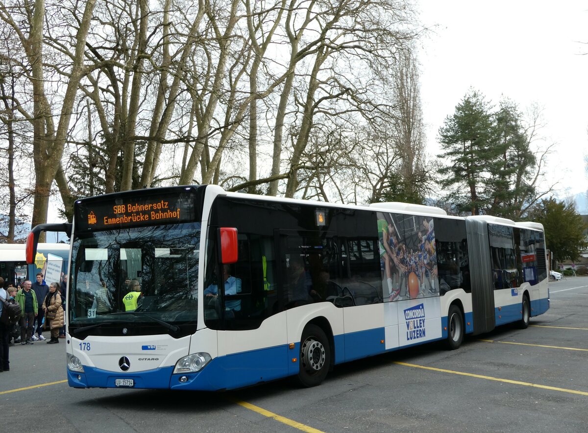 (247'461) - VBL Luzern - Nr. 178/LU 15'714 - Mercedes am 18. Mrz 2023 in Luzern, Inseli-P