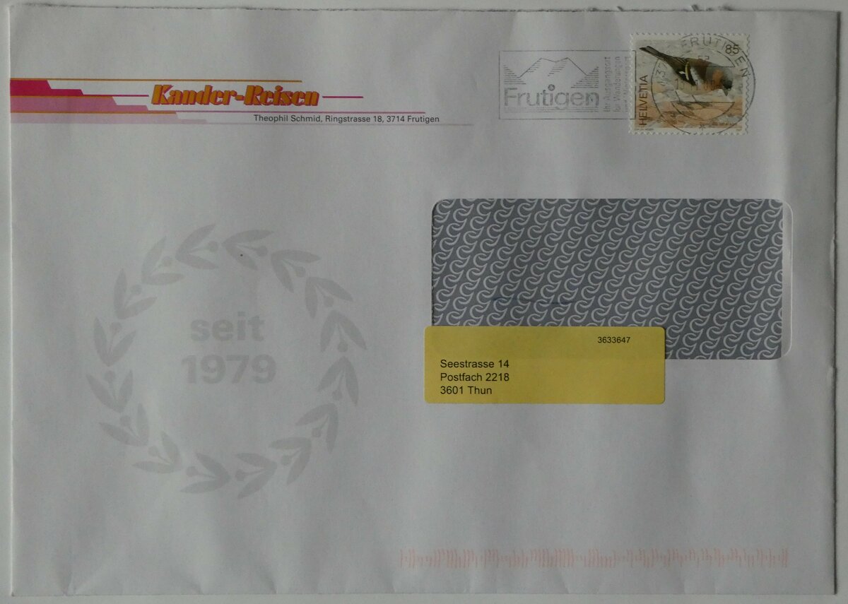 (247'475) - Kander-Reisen-Briefumschlag vom 13. November 2009 am 19. M�rz 2023 in Thun