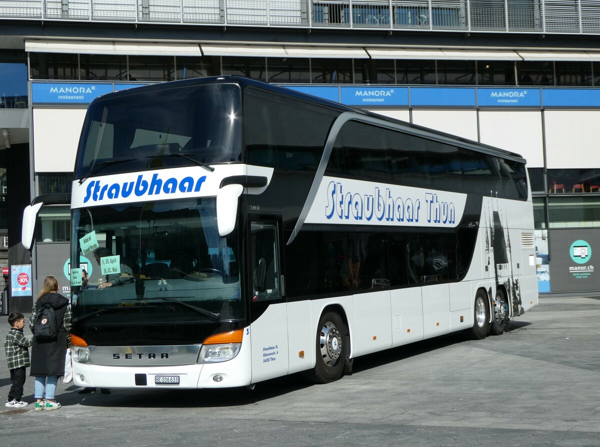 (247'552) - Straubhaar, Thun - Nr. 3/BE 206'633 - Setra am 22. M�rz 2023 in Thun, Aarefeldplatz
