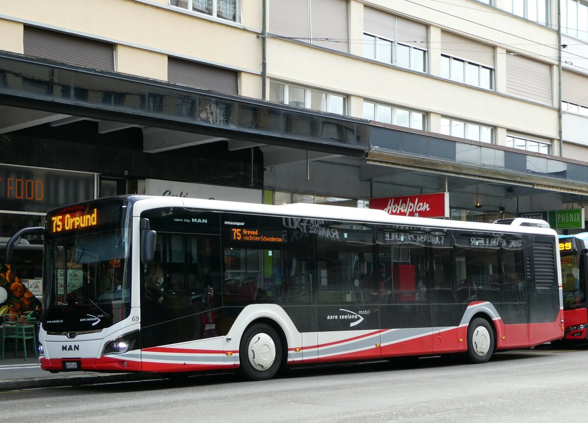 (247'627) - ASm Langenthal - Nr. 69/BE 872'369 - MAN am 25. Mrz 2023 beim Bahnhof Biel