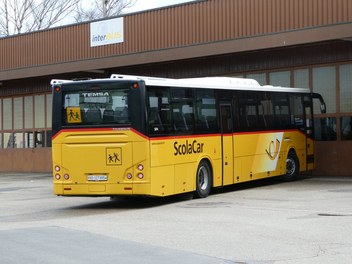 (247'678) - CarPostal Ouest - VD 127'895/PID 5274 - Temsa (ex ARCC Aubonne) am 25. M�rz 2023 in Yverdon, Garage