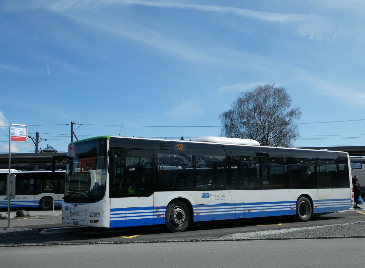 (247'791) - RTB Altst�tten - Nr. 915/SG 482'211 - MAN (ex PostBus/A BD 15'345) am 28. M�rz 2023 beim Bahnhof Altst�tten