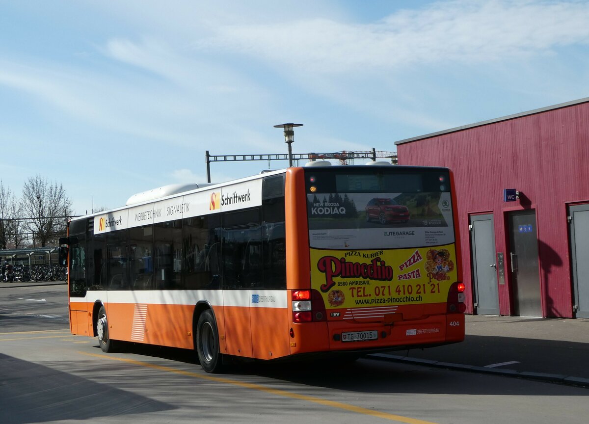 (247'827) - BOTG Amriswil - Nr. 404/TG 70'015 - MAN (ex Nr. 9) am 28. Mrz 2023 beim Bahnhof Amriswil