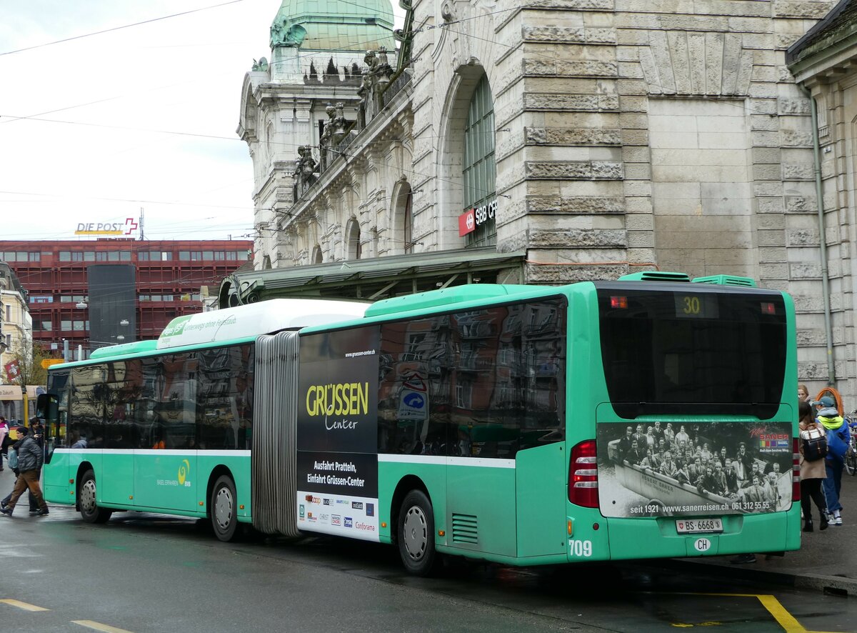 (247'866) - BVB Basel - Nr. 709/BS 6668 - Mercedes am 30. M�rz 2023 beim Bahnhof Basel
