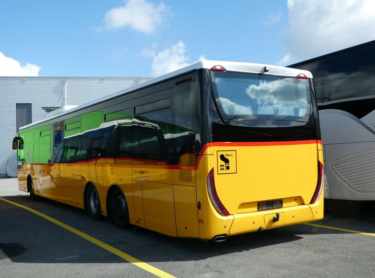 (248'187) - CarPostal Ouest - Iveco (ex Ballestraz, Grne; ex Vorfhrfahrzeug Iveco France) am 8. April 2023 in Kerzers, Interbus