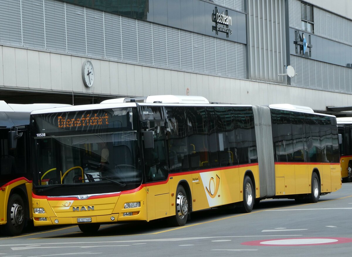 (248'254) - PostAuto Bern - Nr. 10'538/BE 827'669/PID 10'538 - MAN (ex Nr. 669) am 8. April 2023 in Bern, Postautostation