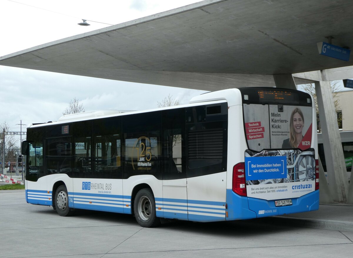 (248'488) - RTB Altsttten - Nr. 74/SG 348'795 - Mercedes am 13. April 2023 beim Bahnhof Buchs