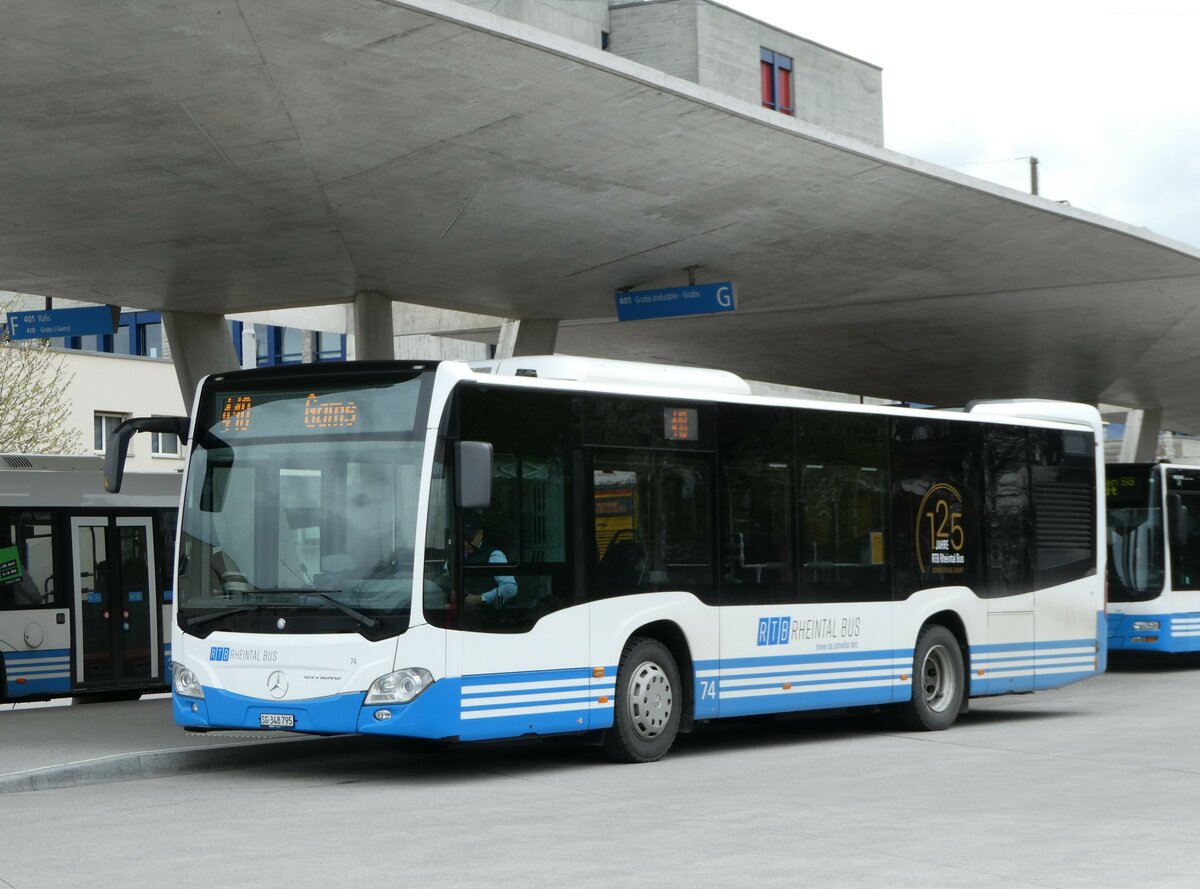 (248'489) - RTB Altsttten - Nr. 74/SG 348'795 - Mercedes am 13. April 2023 beim Bahnhof Buchs