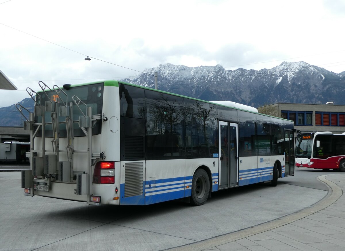 (248'494) - RTB Altsttten - Nr. 912/SG 482'208 - MAN (ex PostBus/A BD 15'356) am 13. April 2023 beim Bahnhof Buchs