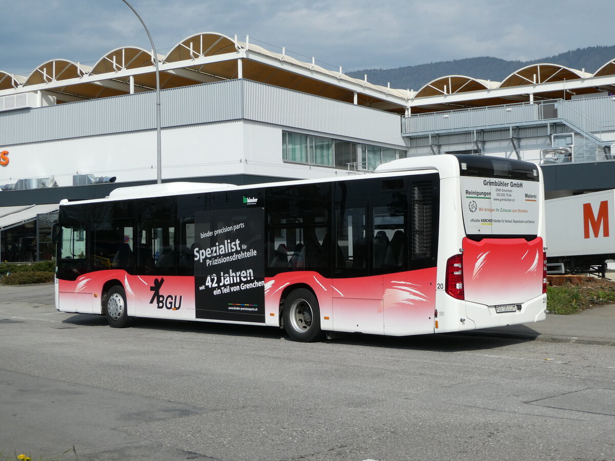 (249'003) - BGU Grenchen - Nr. 20/SO 185'013 - Mercedes am 22. April 2023 beim Bahnhof Grenchen