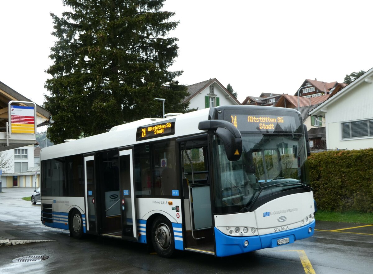 (249'106) - BSW Sargans - Nr. 319/SG 297'503 - Solaris am 25. April 2023 beim Bahnhof Gais