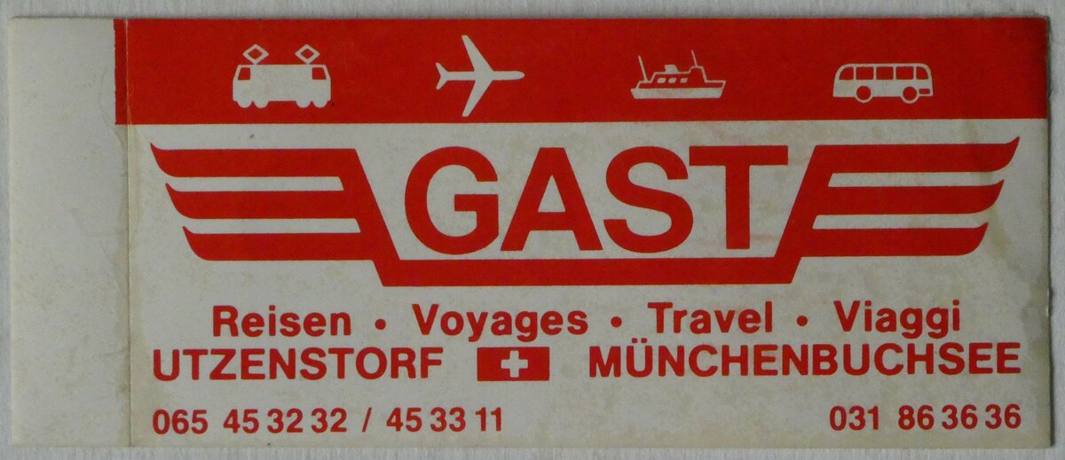 (249'806) - Kleber fr Gast-Reisen am 7. Mai 2023 in Thun