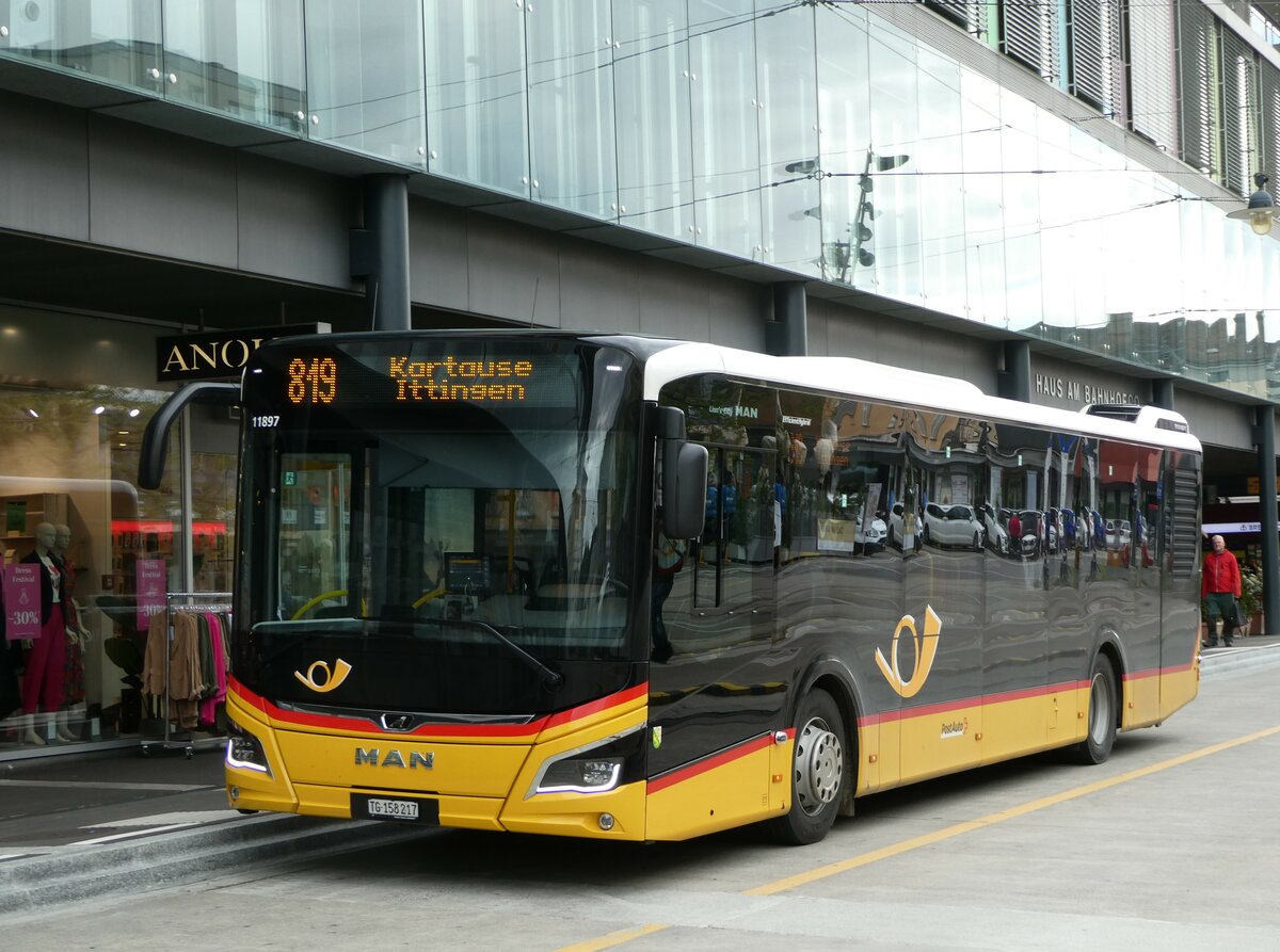 (249'880) - PostAuto Ostschweiz - TG 158'217/PID 11'897 - MAN am 12. Mai 2023 beim Bahnhof Frauenfeld