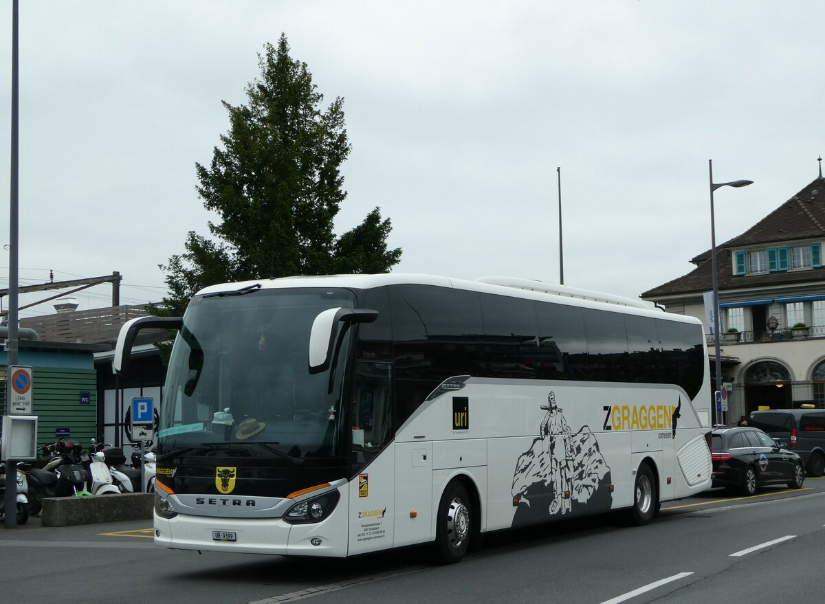 (250'384) - Zgraggen, Schattdorf - UR 9399 - Setra am 24. Mai 2023 beim Bahnhof Thun